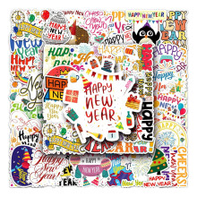Happy New Year Doodle Stickers English Theme 50 pcs