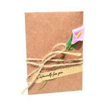 DIY Cowhide Dried Flower Greeting Card – Vintage Floral Card for Valentine’s, Teacher’s Day & Blessings, Compatible with DIY Craft