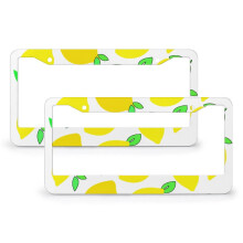 Lemon Yellow License Plate Cover Stainless Aluminum 2 pcs