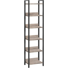 6-Tier Bookshelf Greige Black Small Space