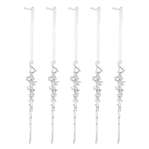 5-Pack Clear Acrylic Icicle Ornaments