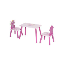 3 Pcs Kids and Table Chair Set Princess & Crown Theme Home Furniture Pretty Gift 2-4 Years Pink