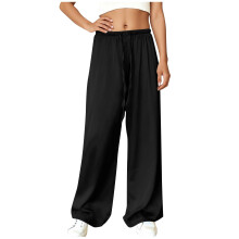 Women's Flowy Lounge Pants Black Wide Leg Elastic Waist 2XL