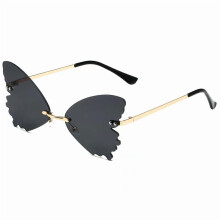 Sommerfuglsolbriller for kvinner/menn Overdimensjonerte briller uten innfatning Luksuriøse trendy katteøyne-solbriller Streetwear UV400
