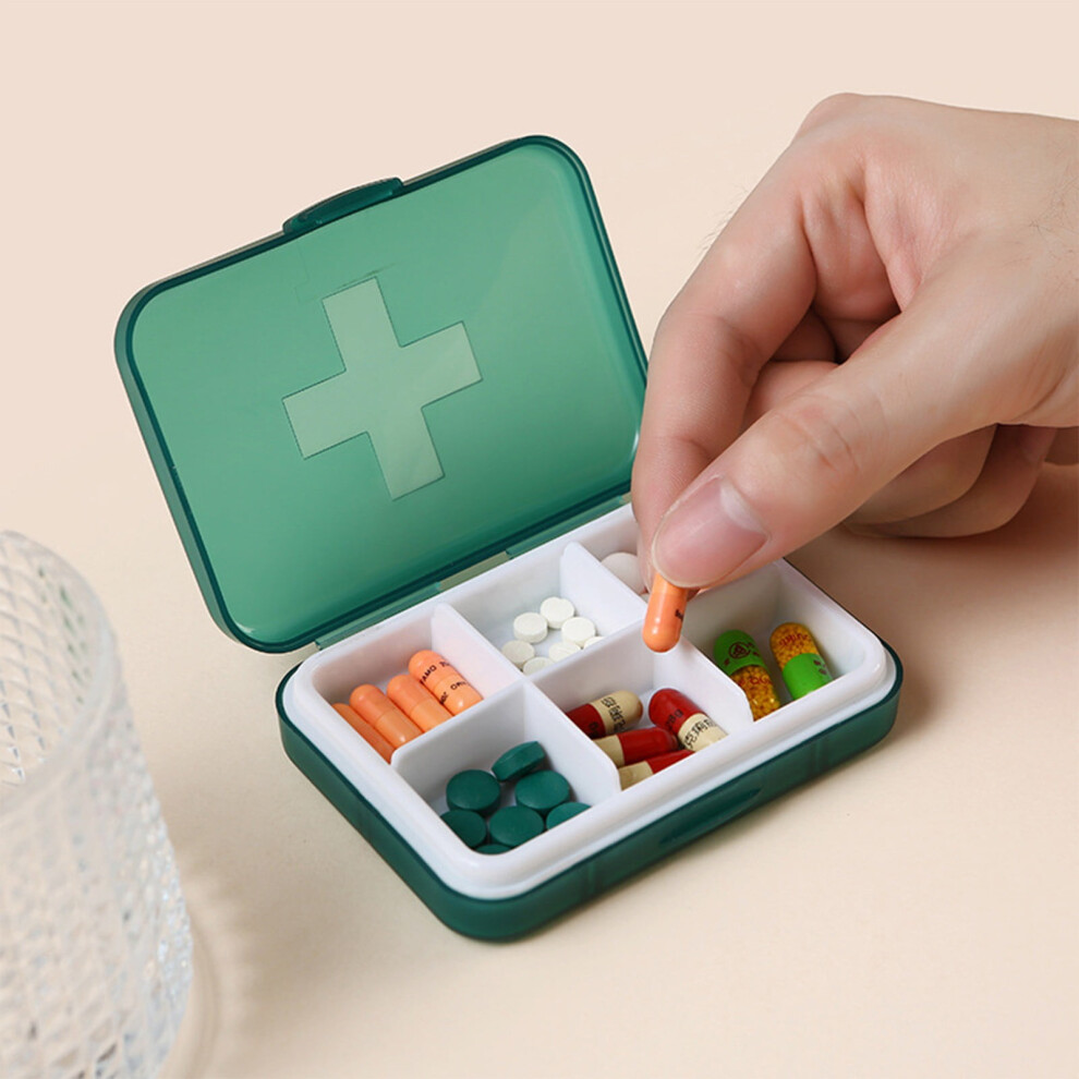 Moisture-Proof Mini Weekly Pill Organizer Box | 6 Compartment Portable Travel Case with Removable Containers for Pills, Jewelry & Small Items