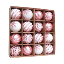 16PCS Shatterproof Plastic Christmas Ornaments Set, 2.4in Pink, for Tree, Holiday, Wedding Party – Compatible with Standard Tree Hooks