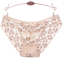 Womens Underwear Underwear for Women Briefs Lace Embroidery G-string Low-waist Thong Ladies Underwear Panties Beige One Size