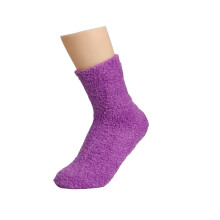 Women's Wool Socks, 2 Pairs Plush Fuzzy Solid Color Thickened Winter Socks for Sleeping & Floor Use, Purple, One Size
