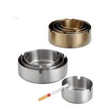 8 Pack Stainless Steel Ashtrays For Cigarettes, Round Outdoor Indoor Use