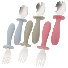 Toddler Utensils Set with Stainless Steel and Silicone for Baby Use Assorted Color 6 Pieces
