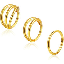 3pcs 16G/18G/20G Nose Rings, 316L Surgical Steel Hoops with CZ, for Septum, Helix, Tragus & More – 8mm/10mm