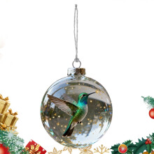 Hummingbird Christmas Ornament – 3D Clear Artificial Bird Decor for Tree, Home, Office, Dorm & Bedroom – Compatible with Holiday, Birthday, Winter