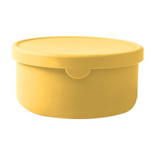 Silicone Food Containers, Reusable Airtight Leak-Proof Snack Boxes, BPA-Free, Small Lunch Box for Daycare/School/Travel (Yellow, 5.7"x5.7"x2.8")