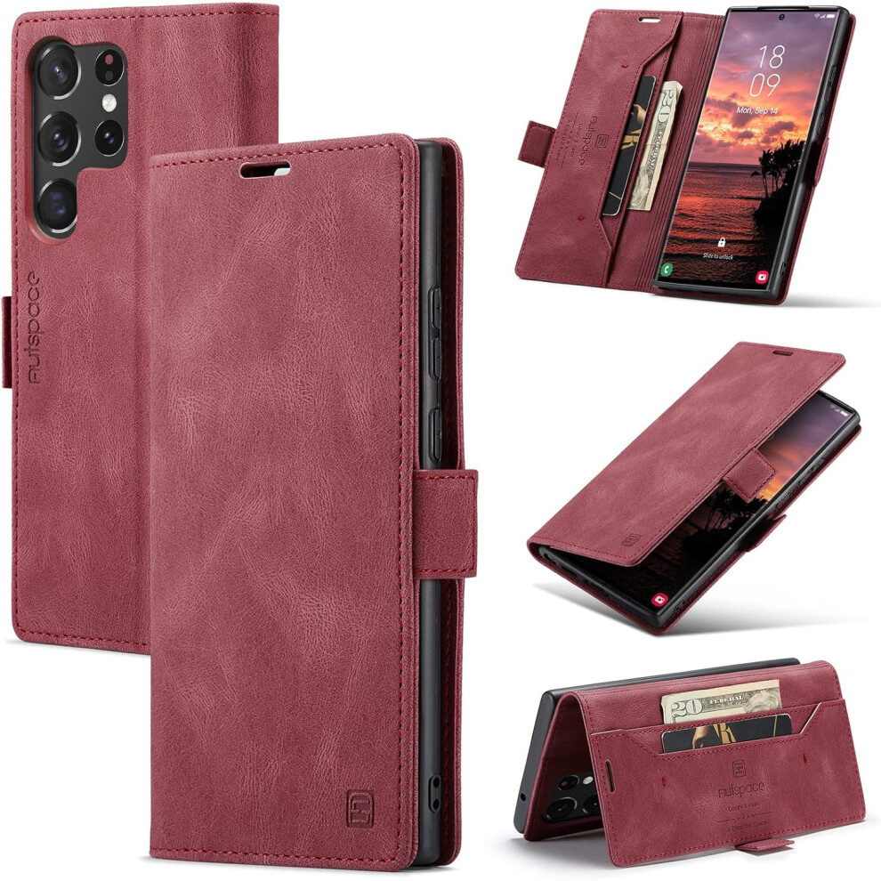 Pu Leather Folio Case For Galaxy S23 UltraâRfid Blocking, Kickstand, Magnetic Closure, ShockproofâCompatible With Samsung Galaxy S23 Ultra 5G 2023 9448483605908