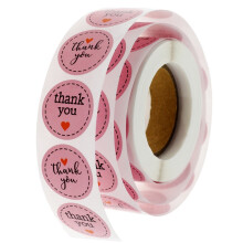 500 Pcs Label Sticker for Gift Dessert Stickers Logo Gracias Pink