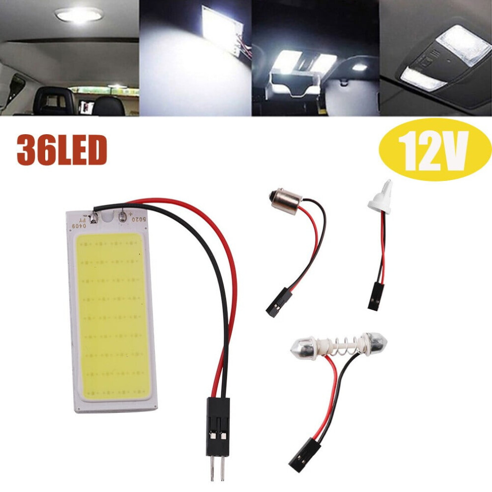 6000K Cob Led Panel T10 Adapter For Dome/Car Interior Ceiling 16/24/36/48Led Super Bright 36Led White/Light 9448483605700