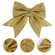 Raindrops Golden Christmas Tree Bows with Pearl Wool Material for Decoration Reusable and 4 Pieces