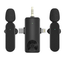 Wireless Lavalier Mic System– Auto Pairing, Noise Cancellation, Reverb, 5-6H Battery, 20m Range