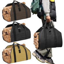 Canvas Firewood Storage Bag – Log Carrier Tote for Indoor/Outdoor, All-Weather Camping, Compatible with Fireplace Accessories