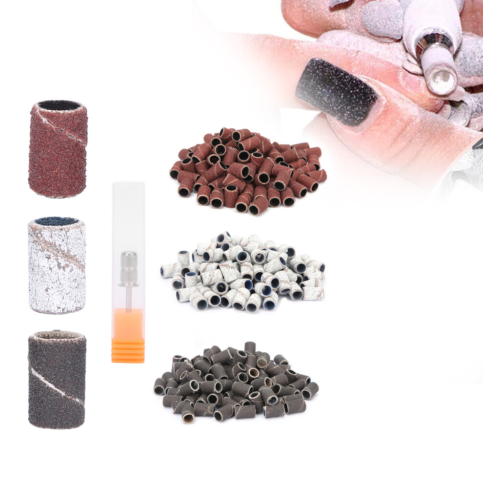 300pcs Sanding Bands Set 80#, 120#, 180# with Shaft for Nail Care