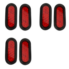6Pcs 6 Inch Oval Red 22 LED Truck Taillight Transparent Reversing Tail Light for Truck Trailer Warning Light