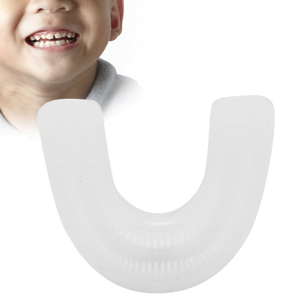 White Kids U-Shaped Electric Toothbrush Head, Food Grade Silicone