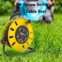 15M Yellow Electrical Cable Reel, Heavy Duty Extension Reel UK Plug