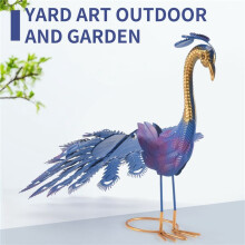 2X Bellissima Statua da Giardino D'Arte In Cortile di Pavone - Scultura All'Aperto In Metallo Realistico con Pavone Decorazione per Prato Facile