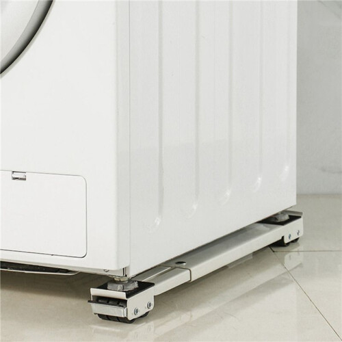 2X Washing Machine Base Stand Trolley Feet Movable Adjustable Telescopic Fridge Stand Wheel White 2