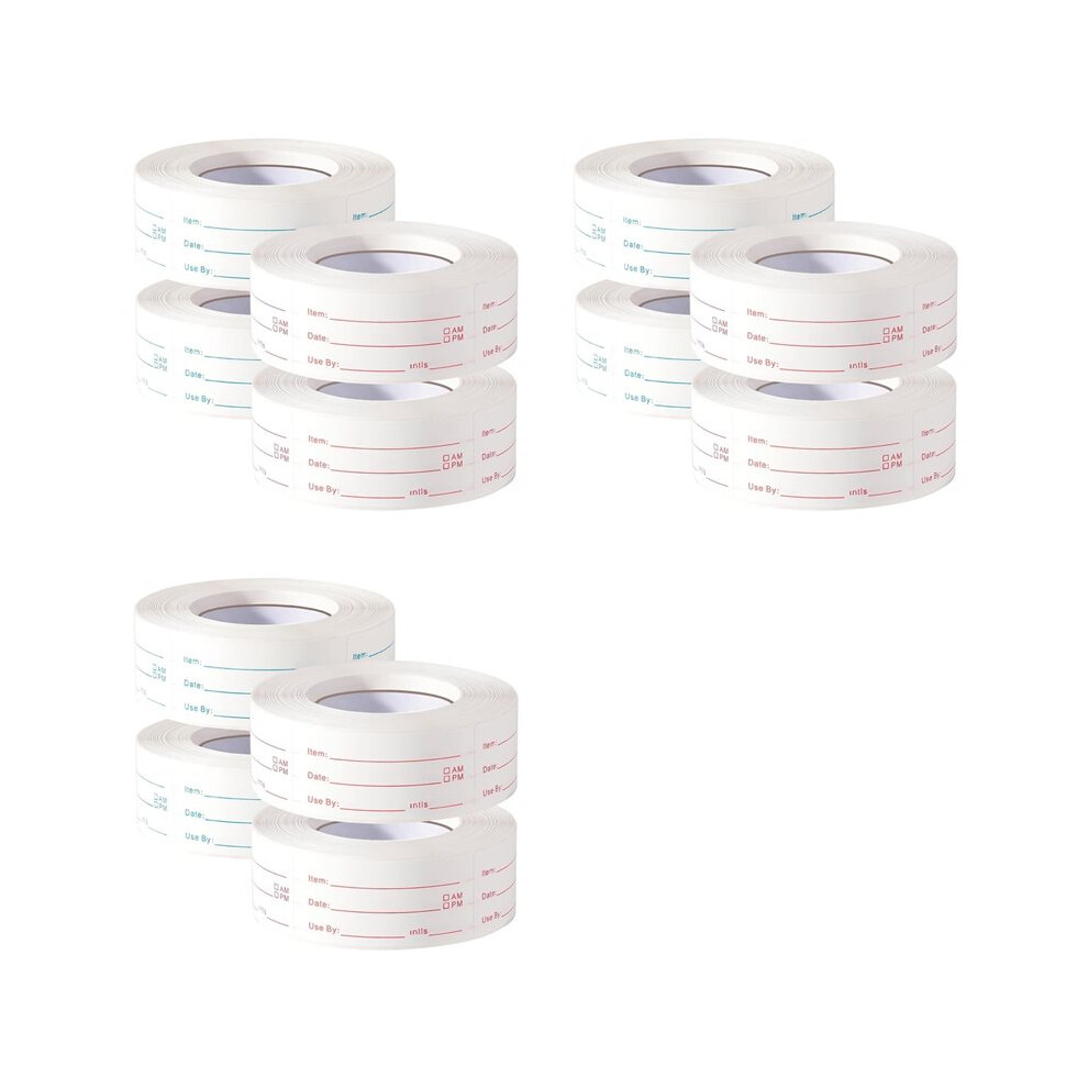 12 Rolls 2000Pieces Removable Freezer Labels, 1 X 2Inch Food Date Stickers Food Date Labels Refrigerator Food Labels Red 6033595037407
