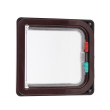 Small Plastic Cat Lock Security Flap Door Brown S for Pets