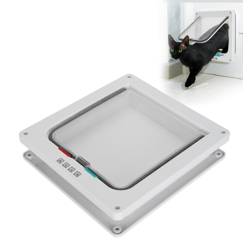 Cat Lock Security Flip Door Plastic Small Pet Gate White L 2
