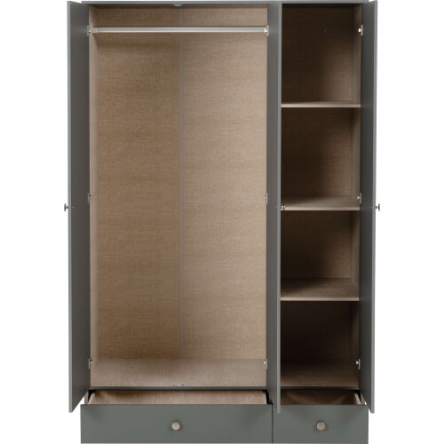 Seconique Denver 3 Door 2 Drawer  Wardrobe Grey Gloss 2