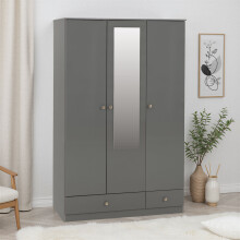 Denver 3 Door 2 Drawer Wardrobe Grey Gloss