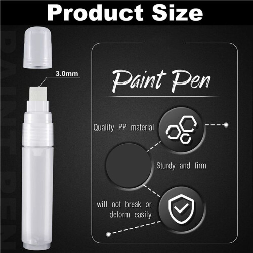 12 Pack Paint Pens 15 mm Empty Acrylic Permanent  Clear White  Pen Fine Point Empty Refillable Markers