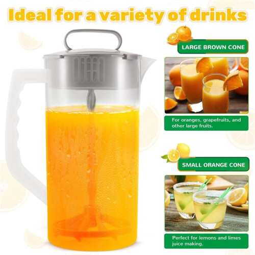2X Mixing Pitcher for Drinks,2 Quart/64oz Plastic Water Pitcher with Lid,Easy-Mix Juice Container,Angled Plastic Blades 2