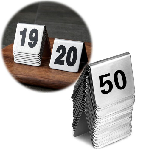 50PCS Restaurant Bar Place Table  Tabletop Number Sign Stackable Table Number Cards Double-Side Black Number 1