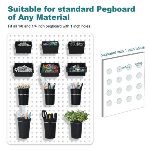 Peg Board Bins Peg Board Cups with Hooks & Loop 12Pack,Peg Board Organizer Accessories, Peg Board Tools Organizer B 1