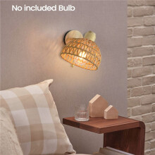 2X Rattan-Wandleuchten, Retro-Stil, Japanischer Stil, Nachttisch-Wandlampe für Schlafzimmer, Wohnzimmer, Wandleuchte, Reißverschlussleuchten,