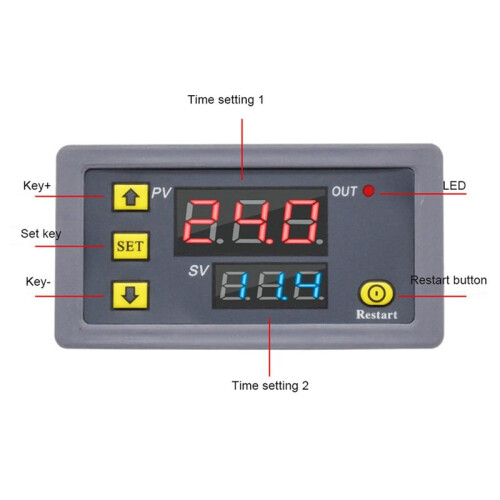 5X Digital  Delay Relay LED Display Cycle Timer Control  Adjustable Timing Relay  Delay  DC12V
