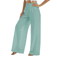 Women's Wide Leg Dress Pants Blue XL Solid Washed