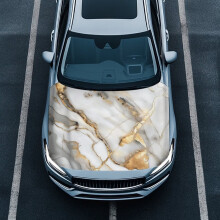 White Gold Marble Car Hood Cover Elastic Stretchable