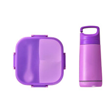 Bento Lunch Box,Cute Plastic Lunch Container Leak-proof 3 Compartments with Water Bottle, for Work Travel, Camping,Hiking