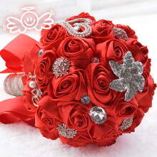 Royal Bridal Wedding Bouquet Round Holding Bouquet Throw Toss Artificial Rose Flower Bunch for Bride Bridesmaid Wedding Quinceanera