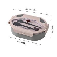 Large-Capacity Double-Layer Oval Lunch Box, Heatable, Odor-Free, Easy-Clean, Portable – Gray, Gifts for Her
