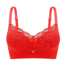 Bras for Women Full Coverage Anti Sagging Push Up No Underwire Bra Seamless Wireless Lace Cooling Comfy Bras Red 2XL