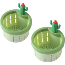 2 Pcs Kitchen Washbasin Sink Drain, Green Cactus Design Food Residue Collector Open with Just One Press for Kitchen and Bathroom (Green)