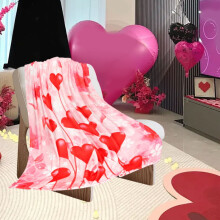 Soft Heart Flannel Blanket Red Pink White 39.4x27.6 in