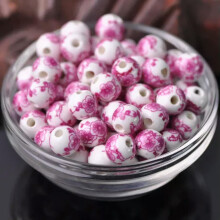 10pcs Round 8mm 10mm 12mm Colorful Flower Patterns Ceramic Porcelain Loose Beads-105#-12mm