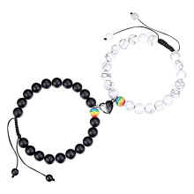 Magnetic Couple Bracelet Set – Turquoise Beaded, for Long Distance, Graduation, Valentine’s, Daily Gifts (Compatible with All Wrist Sizes)